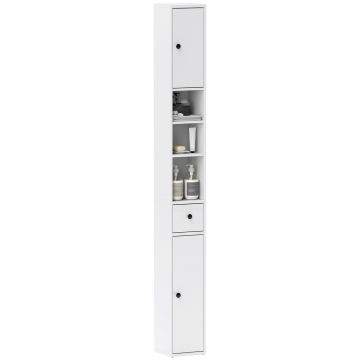 HOMCOM Dulap Înalt de Baie cu 2 Compartimente, 3 Rafturi Deschise și Sertar, 20x20x178 cm, Alb | Aosom Romania HOMCOM Dulap Înalt de Baie cu 2 Compartimente, 3 Rafturi Deschise și Sertar, 20x20x178 cm, Alb | Aosom Romania