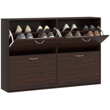 HOMCOM Pantofar cu Rafturi Reglabile din PAL, 120x24x81 cm, Maro | Aosom Romania