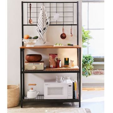 Masa lucru bucatarie cu rafturi Ben Homs profil metalic, negru-maro