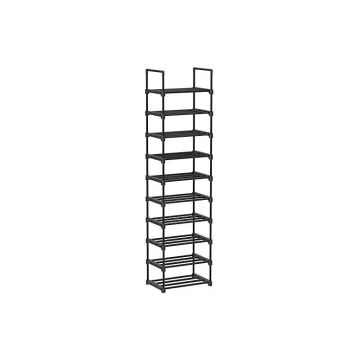 Raft pentru Pantofi cu 10 Polițe Model Jad, Negru, 30x45x174 cm