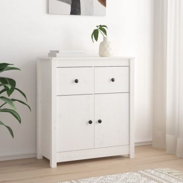 Servantă, alb, 70x35x80 cm, lemn masiv de pin