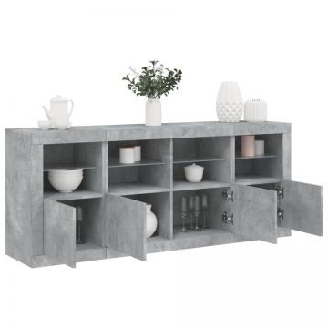 Servantă cu lumini LED, gri beton, 163x37x67 cm