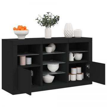 Servantă cu lumini LED, negru, 123x37x67 cm