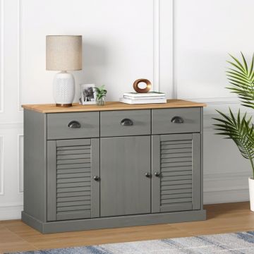 Servantă cu sertare VIGO, gri, 113x40x75 cm, lemn masiv de pin