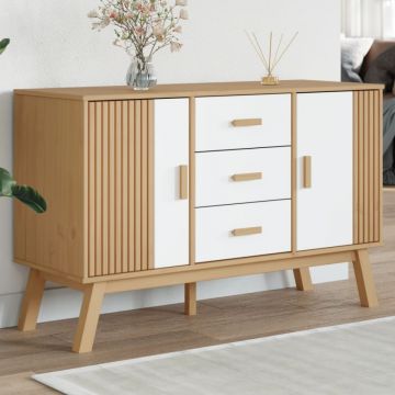 Servantă OLDEN, alb și maro, 114x43x73,5 cm, lemn masiv pin Servantă OLDEN, alb și maro, 114x43x73,5 cm, lemn masiv pin