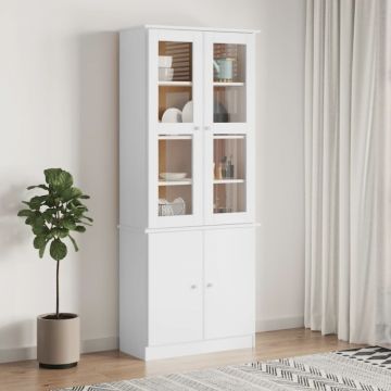 Vitrină din sticlă „ALTA”, alb, 77x35x186,5 cm, lemn masiv pin Vitrină din sticlă „ALTA”, alb, 77x35x186,5 cm, lemn masiv pin
