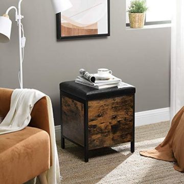 Banca hol tip Cufar Model Halle, Maro rustic / Negru, 40x40x50 cm
