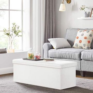 Bancuta hol cufar cu depozitare, Songmics, Alb, 110x38x38 cm