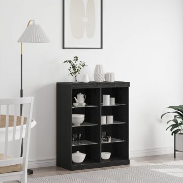 Bufet cu lumini LED Stejar Negru 41x37x100 cm