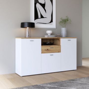 Bufet Lokka Stejar Artisan Si Alb, 154.8 Cm