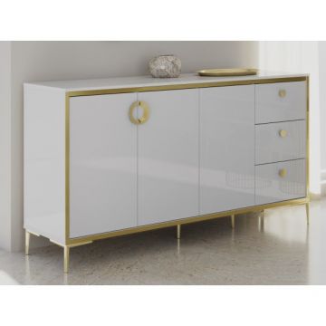 Bufet Mare Glamour Alb Si Alb Super Lucios, 163.9 Cm