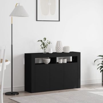 Bufet Negru Lemn Ingineresc 116 x 30 x 75 cm Bufet Rectangular