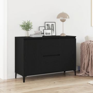 Bufet Negru Stejar 104x35x70 cm din Lemn Compozit