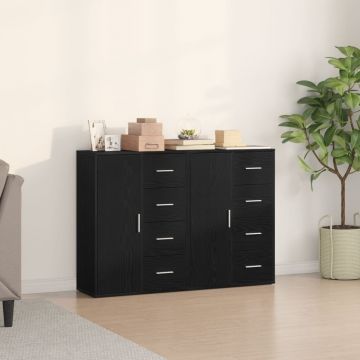 Bufete 2 buc Negru Stejar 60x31x84 cm Lemn Ingineresc
