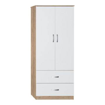Dulap 2 usi cu 2 sertare Zelia Alb 79x42x180 cm Dulap 2 usi cu 2 sertare Zelia Alb 79x42x180 cm