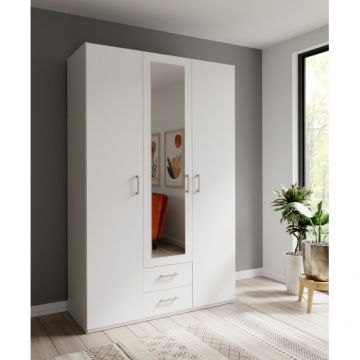 Dulap 3 Usi Si 2 Sertare Ecobest 2 Alb, 133.2 Cm