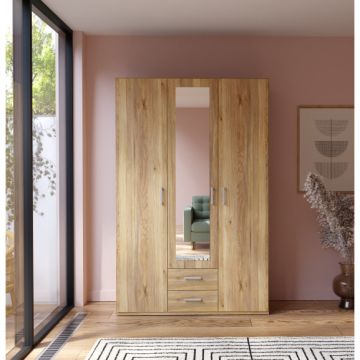 Dulap 3 Usi Si 2 Sertare Ecobest 2 Stejar Mauvella, 133.2 Cm