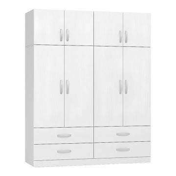 Dulap cu 4 sertare Zelia A, Pako World, Alb, 158x42x240 cm