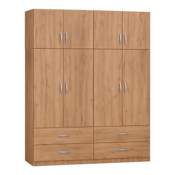 Dulap cu 4 sertare Zelia A, Pako World, Stejar, 158x42x240 cm