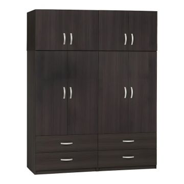 Dulap cu 4 sertare Zelia A, Pako World, Wenge, 158x42x240 cm