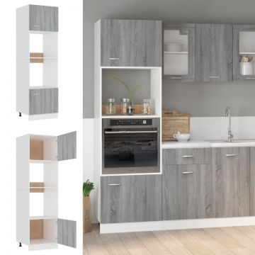 Dulap cuptor microunde “Lyon”, gri sonoma, 60x57x207cm