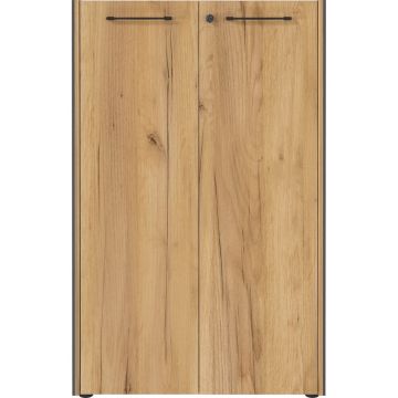 Dulap gri antracit-în culoare naturală cu aspect de lemn de stejar, cu încuietoare 75x120x40 cm Podium – Germania