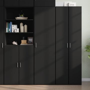 Dulap înalt, negru, 50x42,5x185 cm, lemn prelucrat