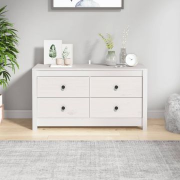 Dulap lateral, alb, 100x40x54 cm, lemn masiv de pin