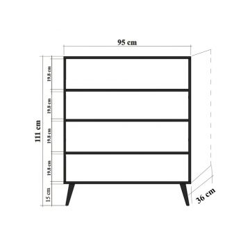 Dulap multifunctional, Hanah Home, panou aglomerat melaminat, stejar sonoma, 95x36x111 cm, 863SPH3953