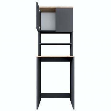 Dulap pentru masina de spalat, Hanah Home, pal melaminat, nuc si antracit, 65x60x183.6 cm