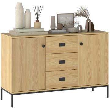 HOMCOM Bufet de depozitare 2 sertare raft reglabil 3 sertare stil contemporan - dim. 120L x 39,5l x 77H cm | Aosom Romania