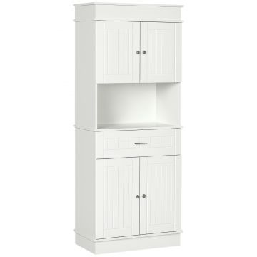 HOMCOM Bufetă de Bucătărie Aramărie de Bucătărie contemporană Multi-Rangement 4 Uși sertar Glisant și Blat de Lucru dim. 74L x 39l x 183H cm Lemn Alb | Aosom Romania