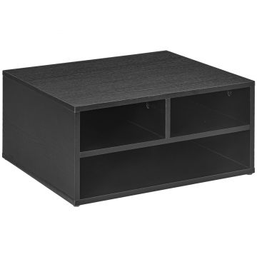 HOMCOM Cabinet pentru Imprimantă cu 2 Rafturi, Birou din Lemn și Cabinet de studiu cu Roți, 47x40x22.5 cm, Negru | Aosom Romania