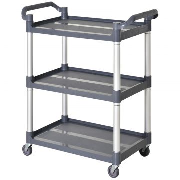 HOMCOM Carrito Auxiliar con Ruedas de 3 Niveles, Marco de Aleación de Aluminio, Carrito de Cocina, Carga de 35 kg por Estante, para Comedor, Sala, Baño, 88x44x93 cm, Gris | Aosom Romania