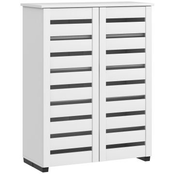 HOMCOM Dulap de Pantofi Modern cu 5 Niveluri cu Uși cu Jaluzele din Lemn Alb | Aosom Romania
