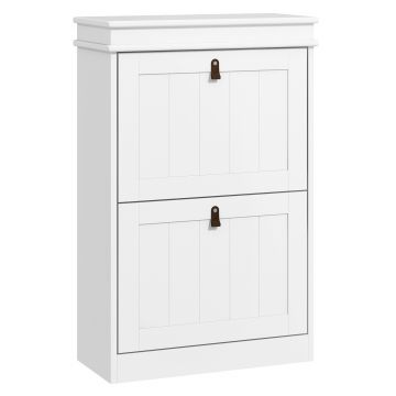 HOMCOM Dulap Pantofi Îngust cu 2 Uși Abative și Rafturi Ajustabile pentru 10 Perechi de Pantofi pentru Intrare 54x24x82,5 cm | Aosom Romania