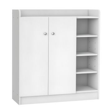 HOMCOM Dulap pentru pantofi Comoda pentru pantofi Raft, 4 rafturi. 1 dulap, 83 cm x 30 cm x 90 cm, Alb | Aosom Romania