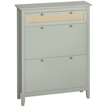 HOMCOM Dulap pentru pantofi de stil boem chic verde apa aspect de răchită | Aosom Romania