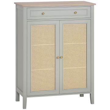 HOMCOM Dulap pentru pantofi mobilier de depozitare pentru pantofi mobilier pentru intrare cu 2 uși efect de răchită sertar 80 x 40 x 110 cm | Aosom Romania