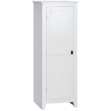 HOMCOM Șifonier de Depozitare bufet bucătărie mobilier de depozitare pentru Baie Economisire Spațiu Stil Clasic cu 3 rafturi reglabile- Înălțime 120 cm în Lemn Alb | Aosom Romania
