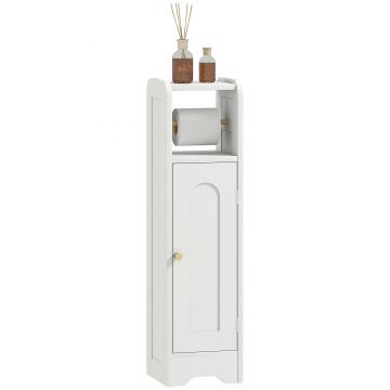 HOMCOM Mobilier baie mobilier toaletă WC depozitare îngust cu raft ajustabil economie spațiu pentru spații mici alb | Aosom Romania