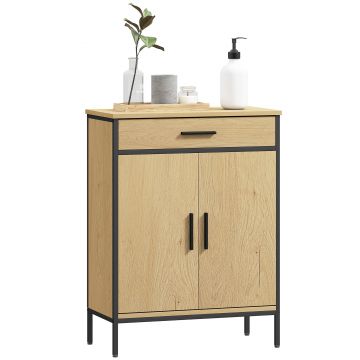 HOMCOM Mobilier de baie cu sertar, dulap cu ușă, raft reglabil și balamale cu închidere, 60 x 30 x 80 cm, stejar | Aosom Romania