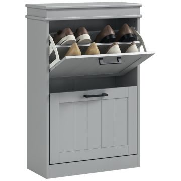 HOMCOM Mobilier pentru depozitare a pantofilor, 2 uși rabatabile, rafturi reglabile, pentru intrare, coridor, 54 x 24 x 82,5 cm, gri | Aosom Romania