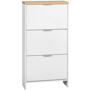 HOMCOM Mobilier pentru pantofi 3 uși rabatabile cu rafturi reglabile capacitate 12 perechi de pantofi 60 x 24 x 120 cm alb | Aosom Romania