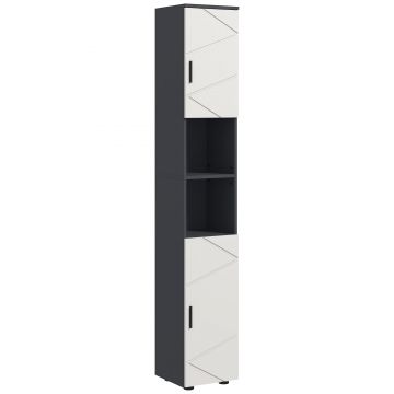 kleankin Dulap de Baie, Badschrank, Rafturi Reglabile, Pl?ci din Lemn Comprimat, Gri Deschis | Aosom Romania
