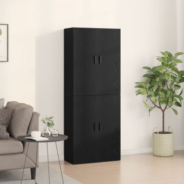 Mobilier 2 piese Stejar Negru 69,5x34x180 cm Lemn prelucrat