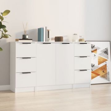 Servante, 3 piese, alb, lemn prelucrat