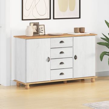 Sideboard 'ASKIM'Alb 133.5x40x79 cm Lemn Solid de Pin
