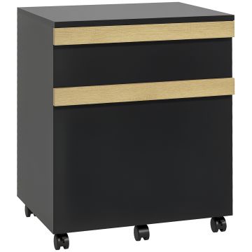 Vinsetto Caisson de birou cu roți și 2 sertare glisante trieur pentru dosare 48 x 40 x 59,5 cm negru | Aosom Romania