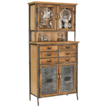 Bufet in masiv pin multicolor